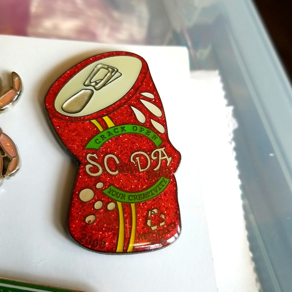 RED Glitter ENAMEL soda can pin